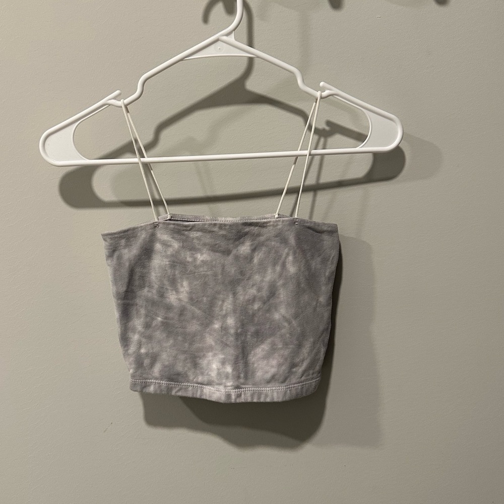 Aeropostale Gray Tie-Dye Bungee Cami Crop Top